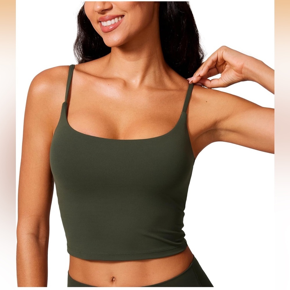 CRZ YOGA Workout Butterlift Scoop Neck Crop Tank Top. Size S